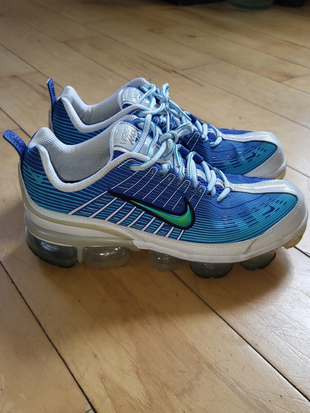 Nike Blue Gradient VaporMax Plus with Green Swoosh